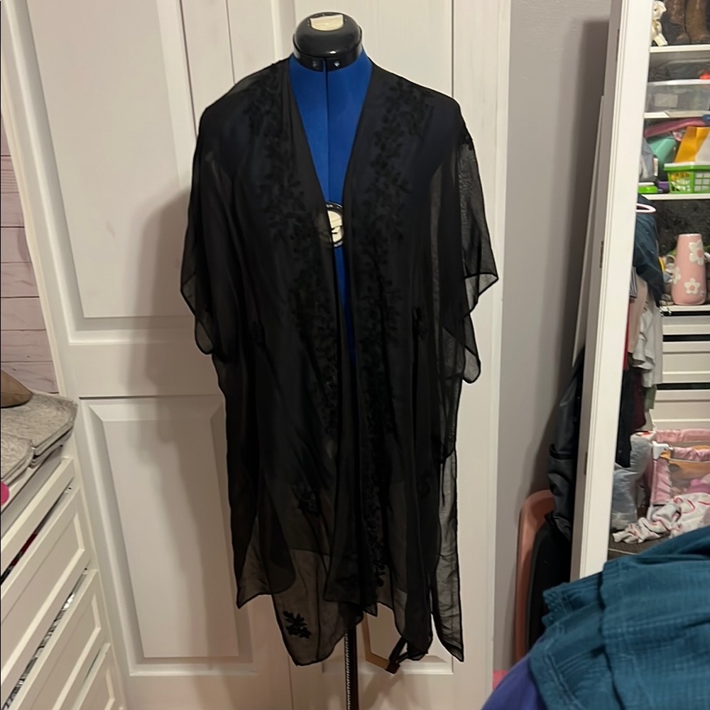 Cato Black Sheer Kimono Top